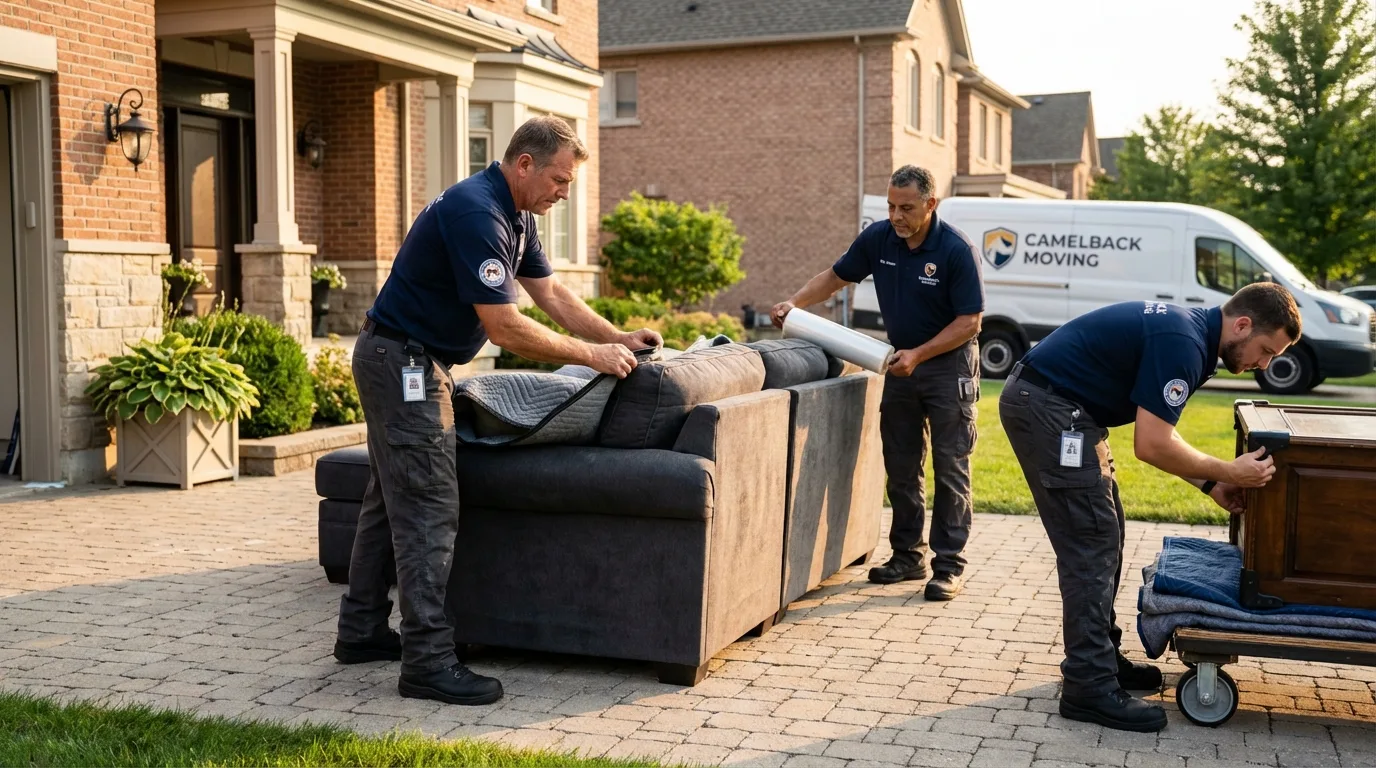 Large estate moving crew wrapping furniture in Maricopa, CA